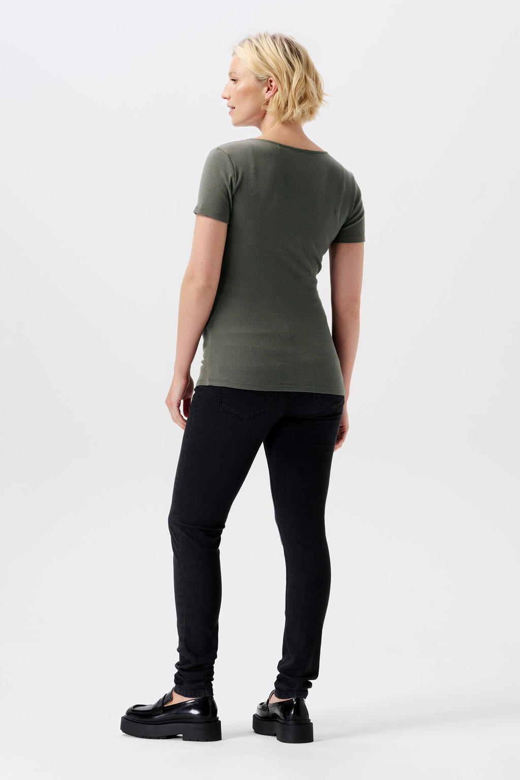 Noppies maternity ribgebreid zwangerschapsshirt Sanson olijfgroen