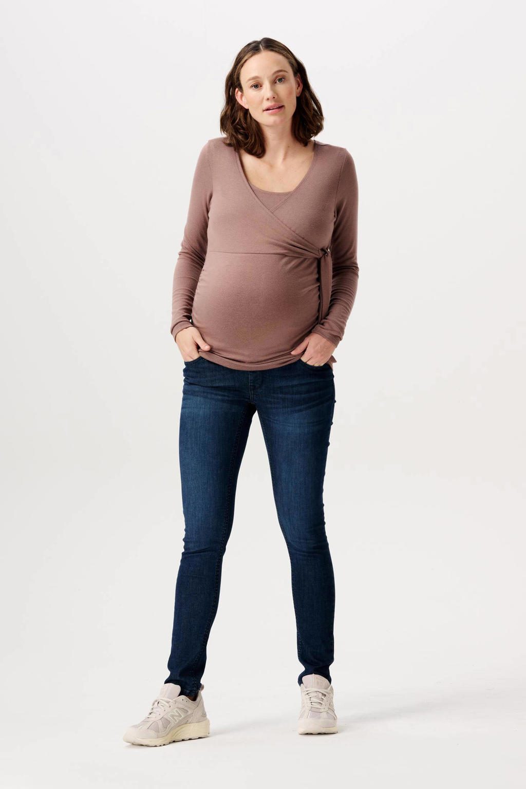 Dark blue denim dames Noppies zwangerschaps skinny jeans Avi dark blue van stretchdenim met effen