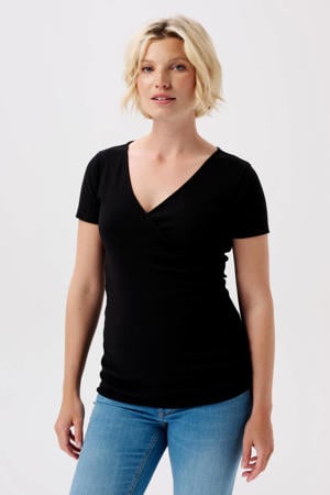 ribgebreid zwangerschapsshirt Sanson zwart