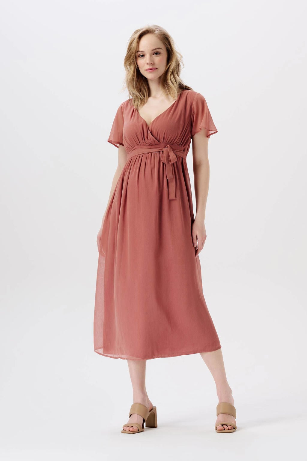 Noppies maternity zwangerschapsjurk Amelie van polyester oudroze
