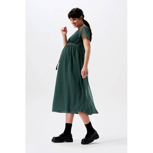Noppies maternity zwangerschapsjurk Amelie van polyester dennengroen afbeelding