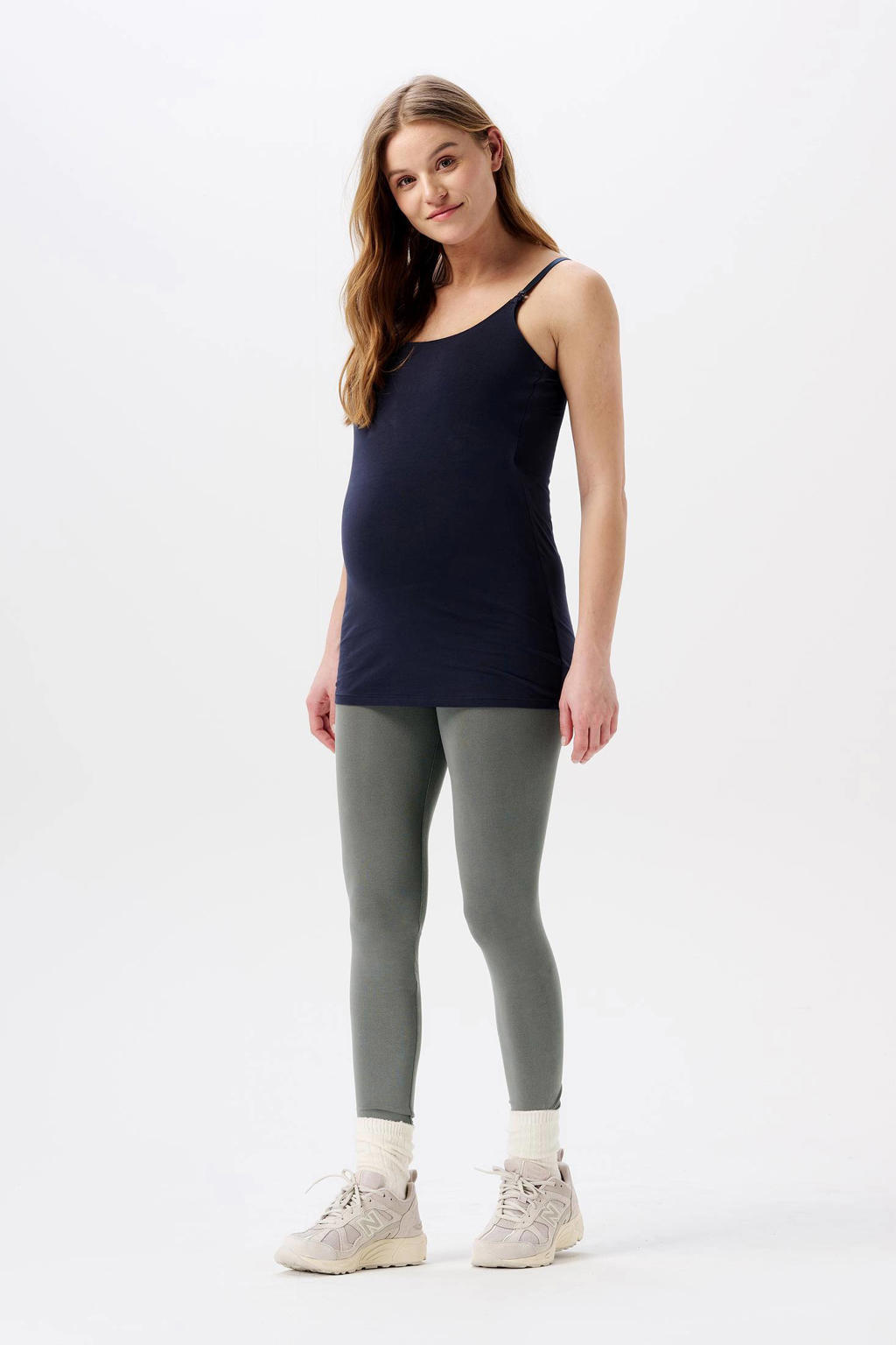 Groene dames Noppies high waist skinny zwangerschapslegging Paris van viscose met elastische tailleband