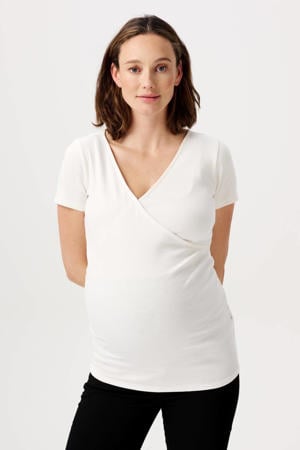 ribgebreid zwangerschapsshirt Sanson wit