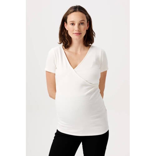 Noppies maternity ribgebreid zwangerschapsshirt Sanson wit afbeelding