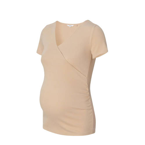 Noppies maternity ribgebreid zwangerschapsshirt Sanson beige afbeelding