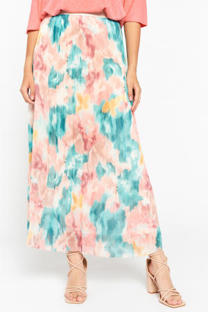 maxi rok met grafische print groen/roze/geel