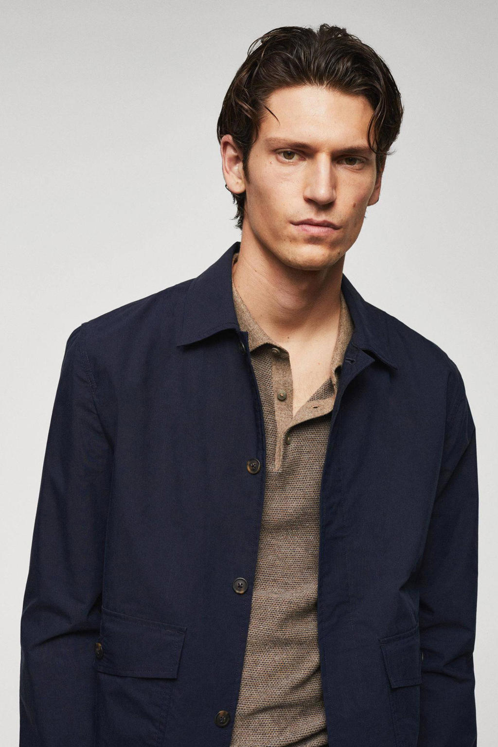 Mango Man geruite jas donkerblauw wehkamp