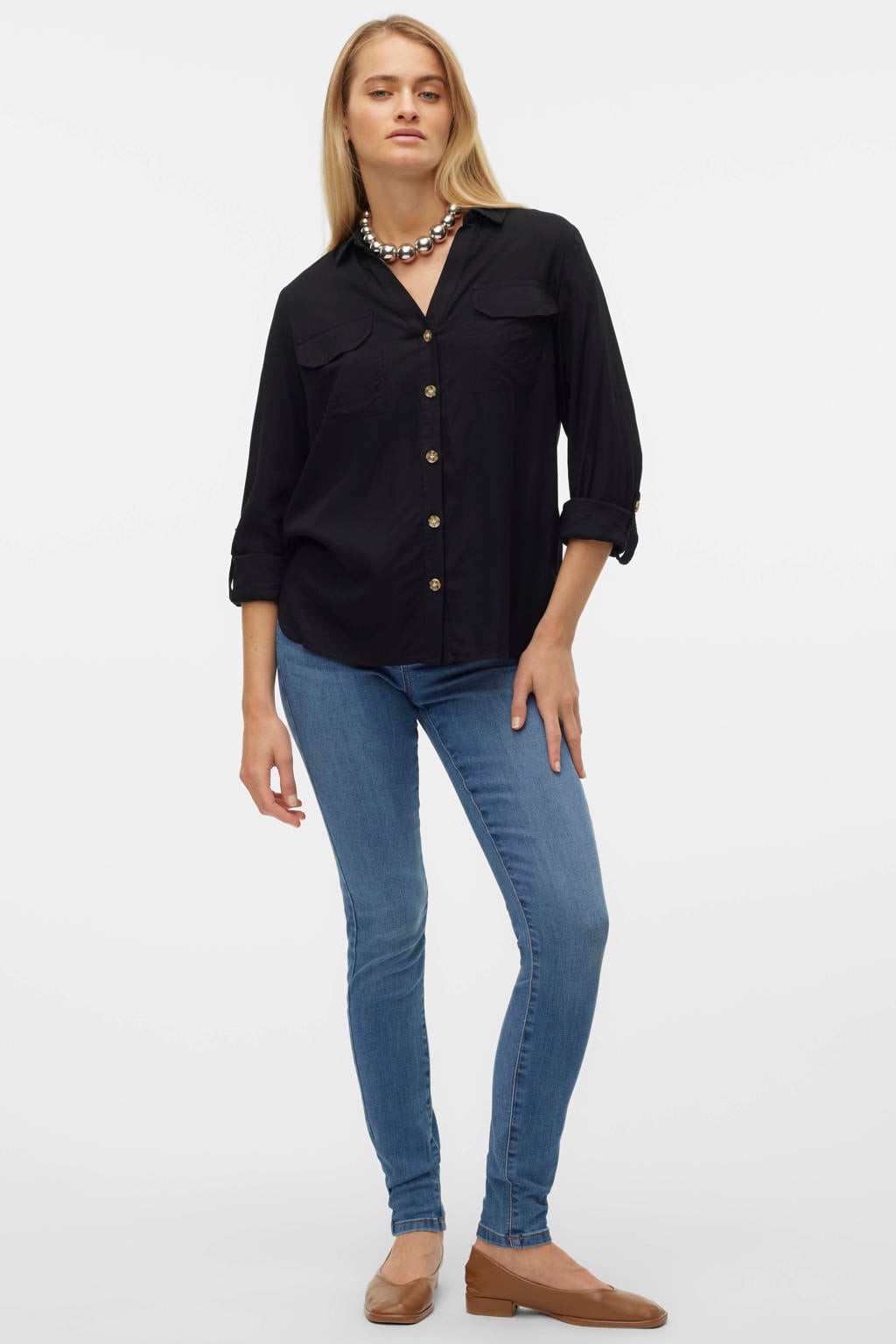 VERO MODA geweven blouse VMBUMPY met plooien zwart