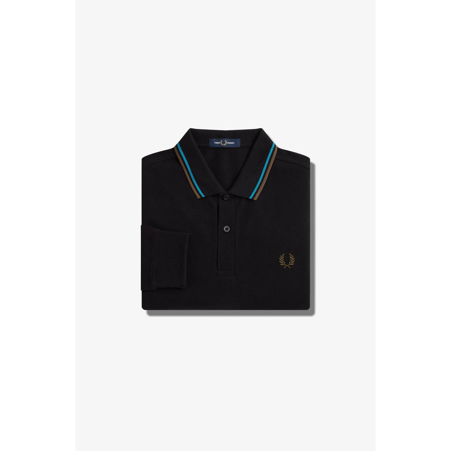 Fred Perry regular fit polo TWIN TIPPED met contrastbies zwart