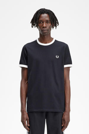 regular fit T-shirt TAPED RINGER T-SHIRT met logo 102 - black