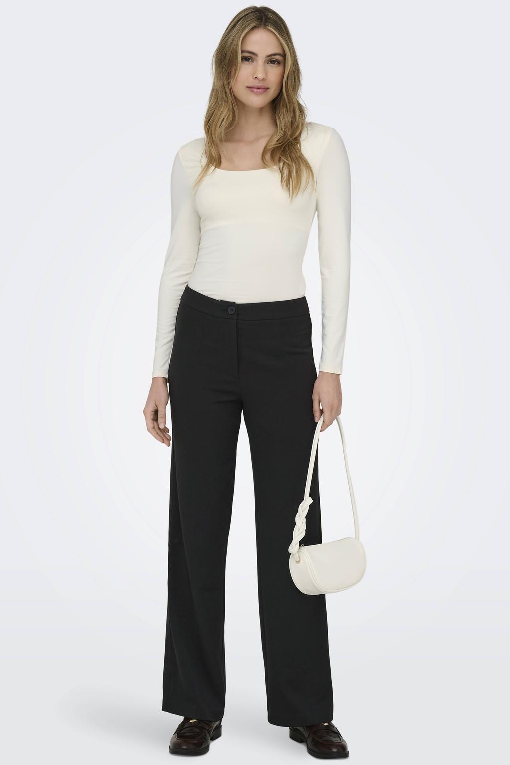 ONLY mid waist straight leg pantalon ONLMIA zwart