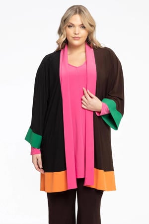 vest van travelstof bruin/roze/oranje