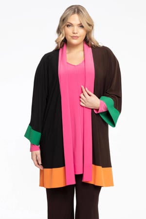 vest van travelstof bruin/roze/oranje