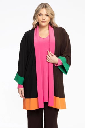 vest van travelstof bruin/roze/oranje