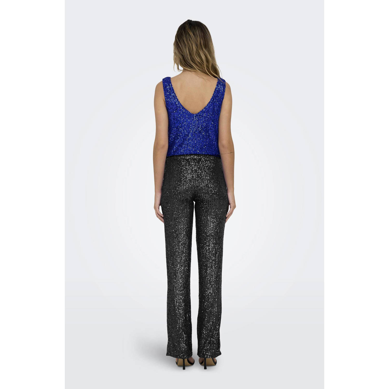 ONLY flared broek ONLANA met pailletten zwart
