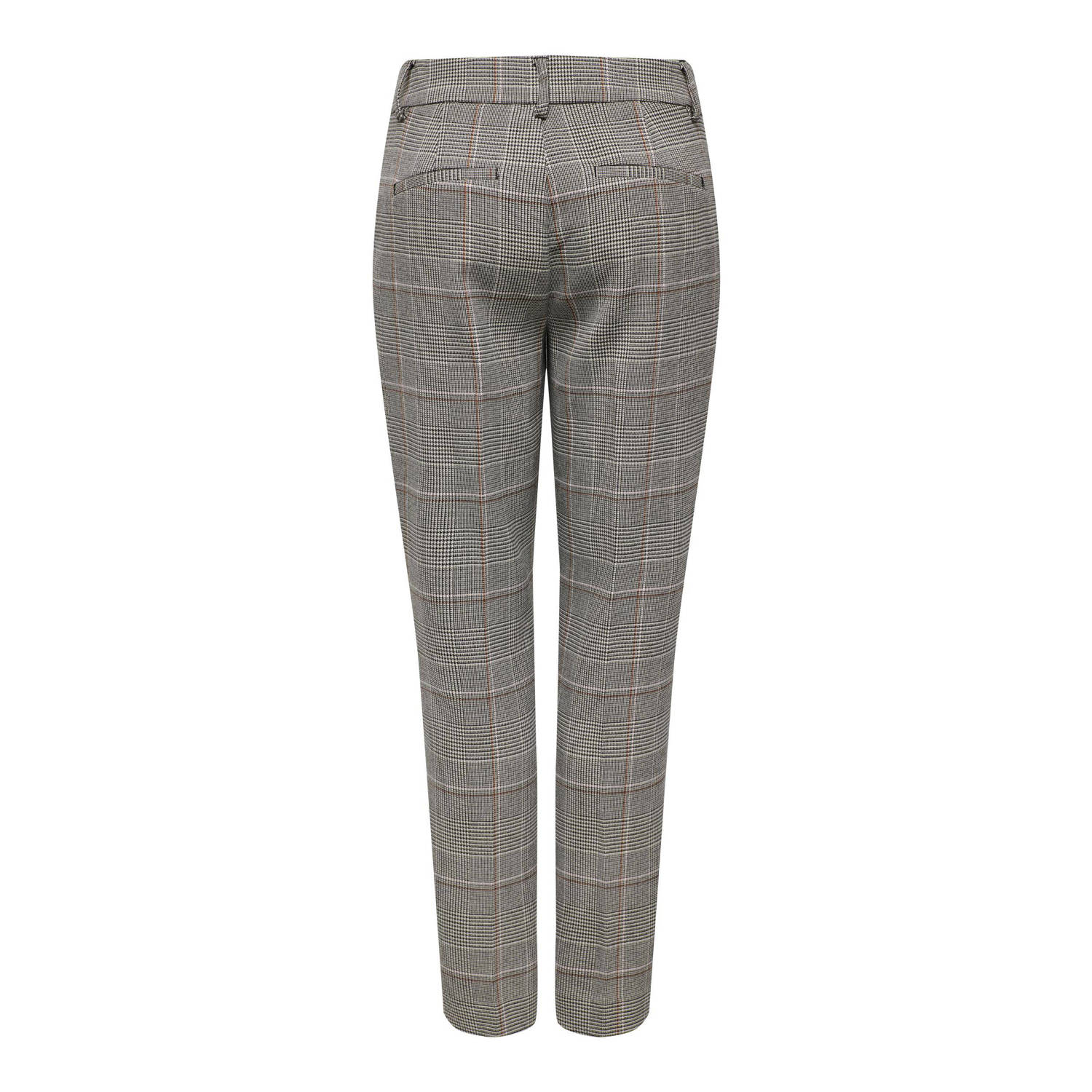 ONLY geruite cropped regular fit pantalon ONLVERONICA grijs
