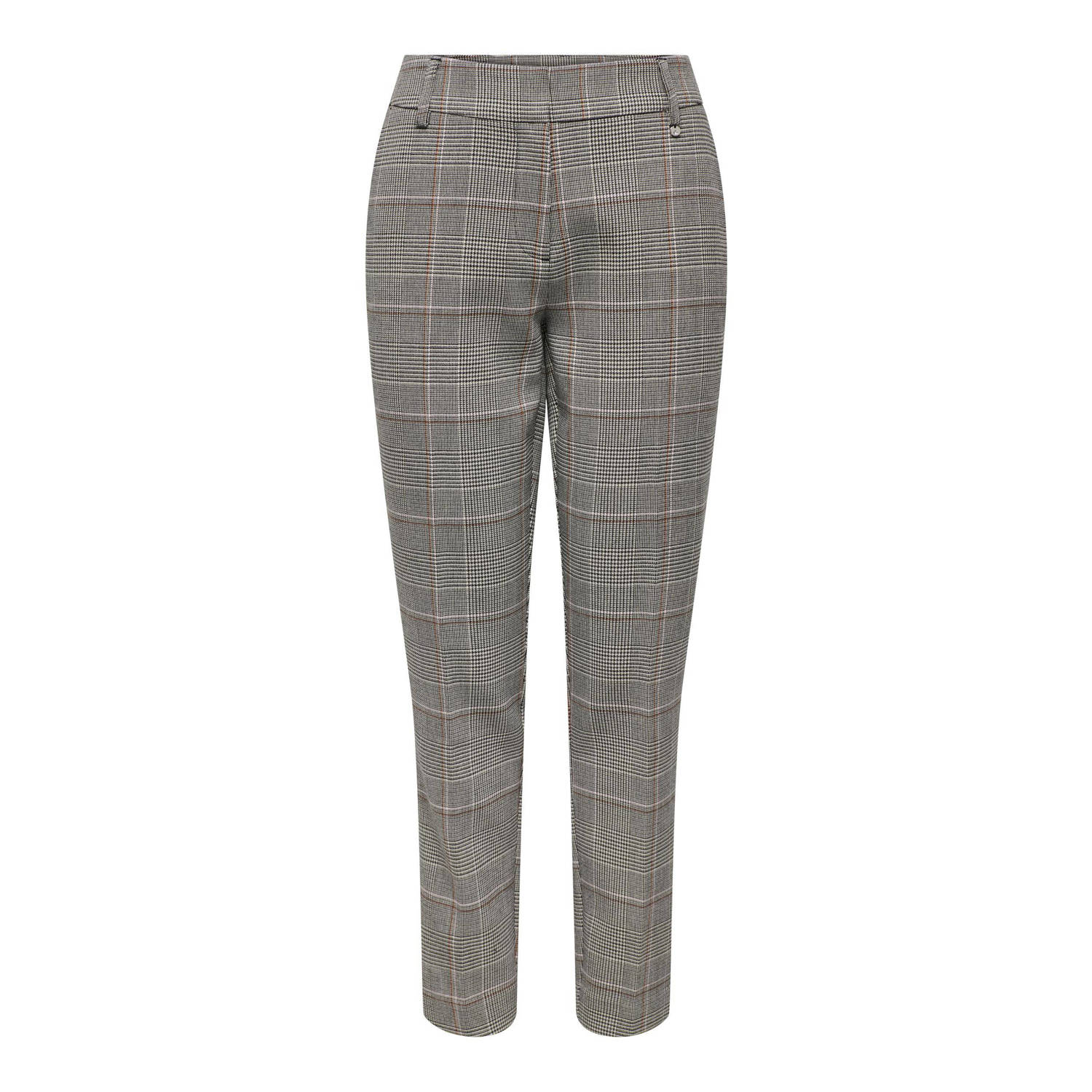 ONLY geruite cropped regular fit pantalon ONLVERONICA grijs