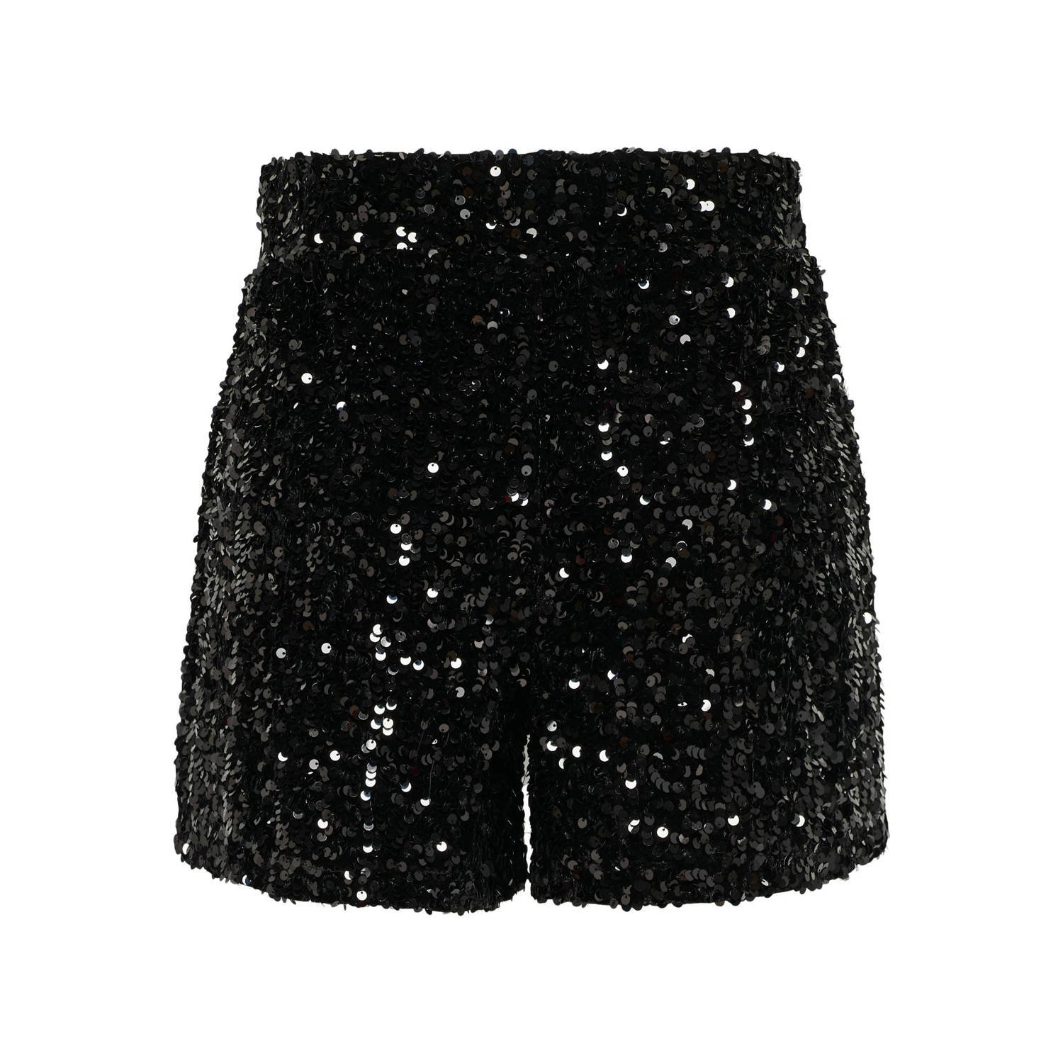 ONLY regular fit short ONLCONFIDENCE met pailletten zwart