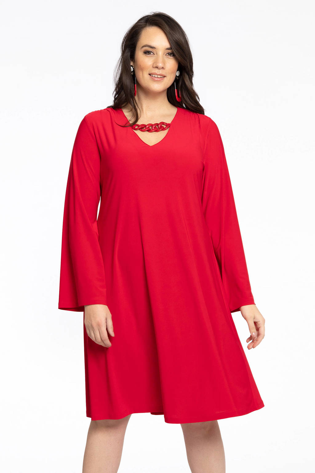 YOEK A-lijn jurk DOLCE van travelstof rood wehkamp