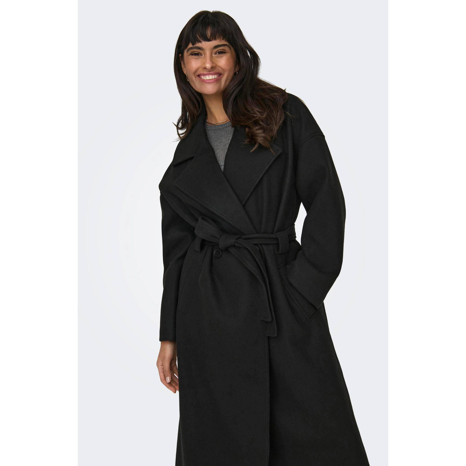 ONLY trenchcoat jas ONLINGRID met ceintuur zwart