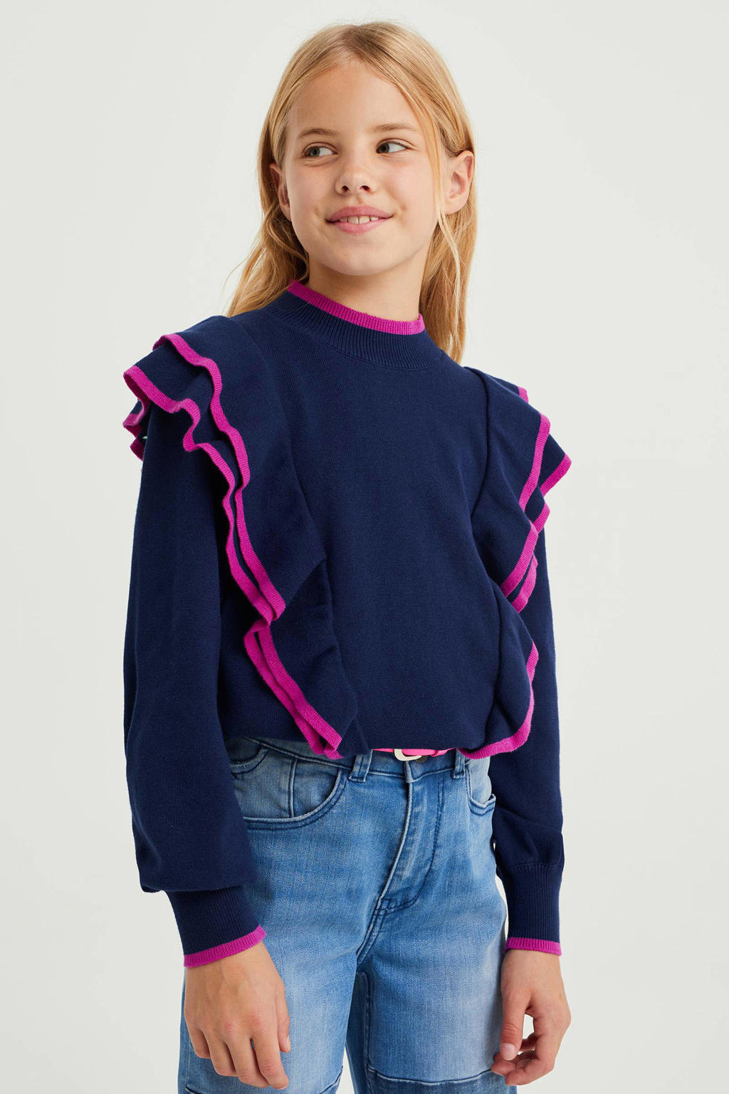 WE Fashion MET RUCHES - Pusero - red/vaaleanpunainen, meleerattu