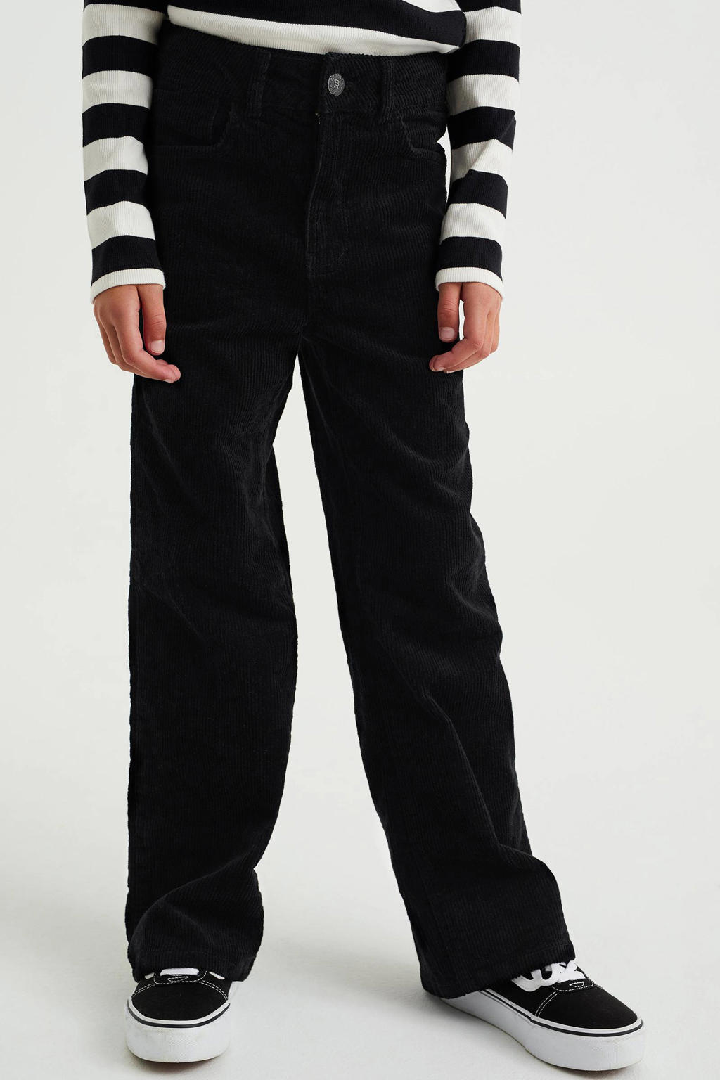 WE Fashion Blue Ridge corduroy loose fit broek zwart wehkamp