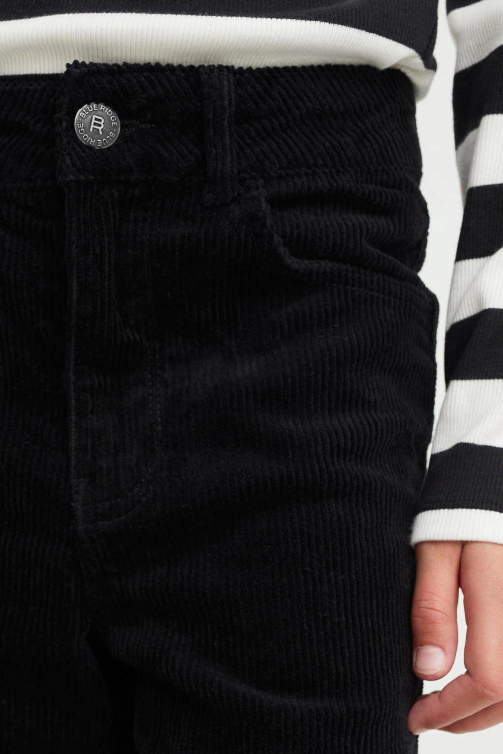 WE Fashion Blue Ridge corduroy loose fit broek zwart wehkamp