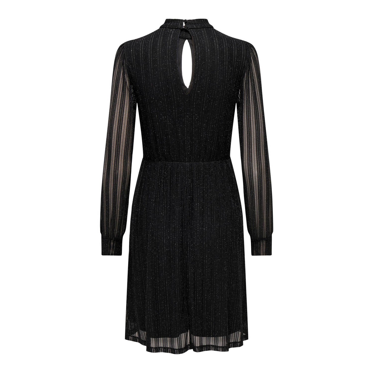 JDY semi-transparante jurk met glitters met open rug zwart