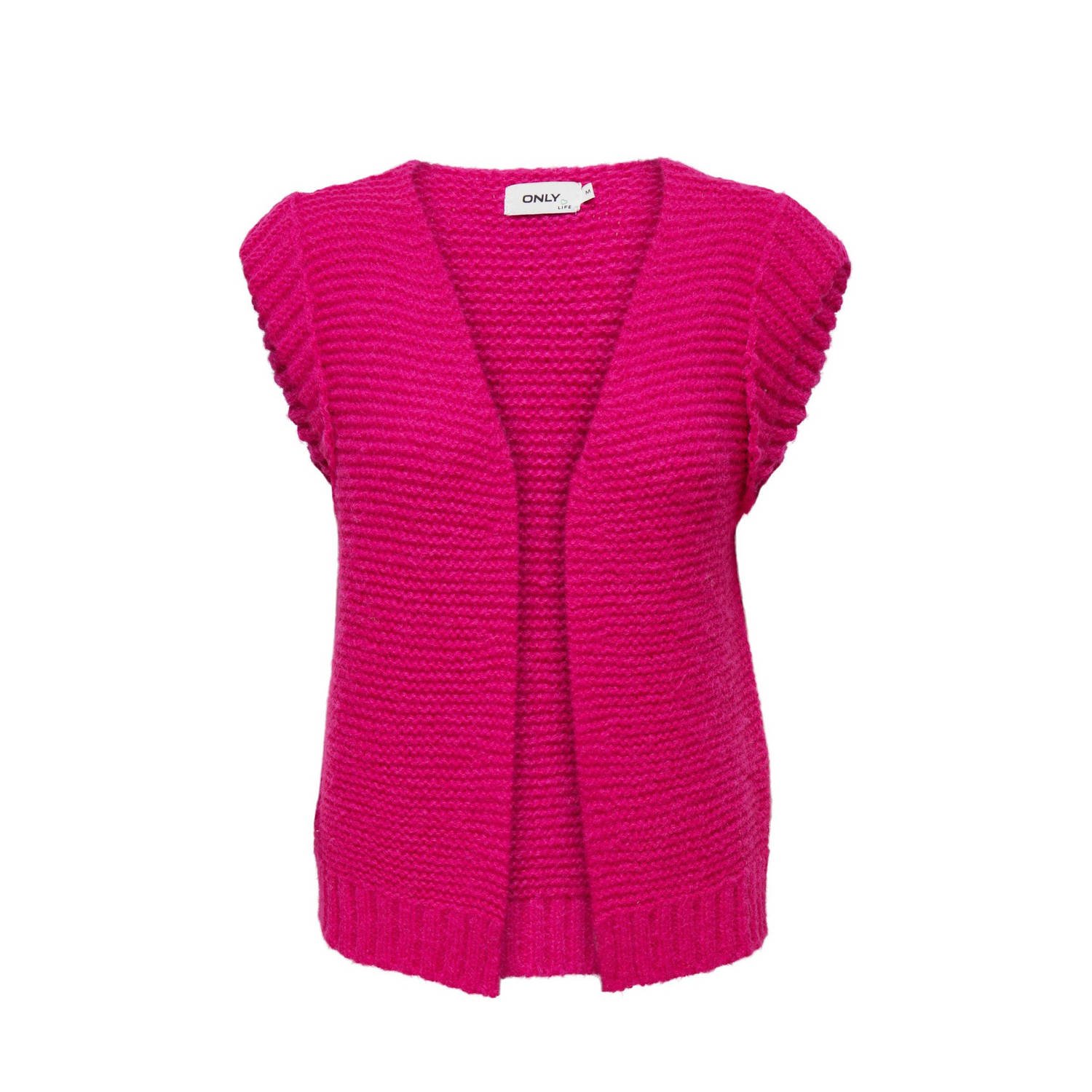 ONLY gebreid gilet ONLALA van gerecycled polyester roze