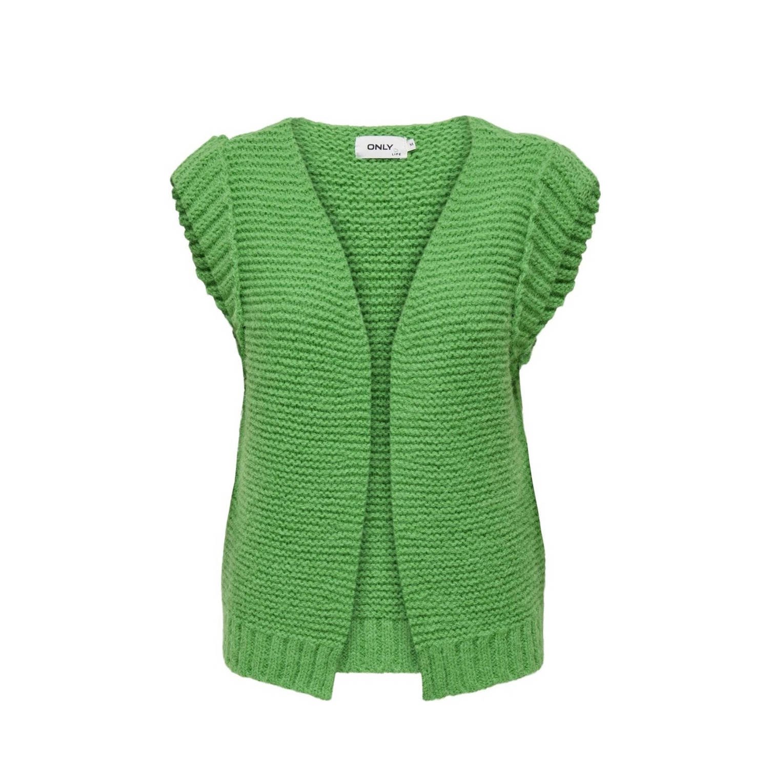 ONLY gebreid gilet ONLALA van gerecycled polyester groen