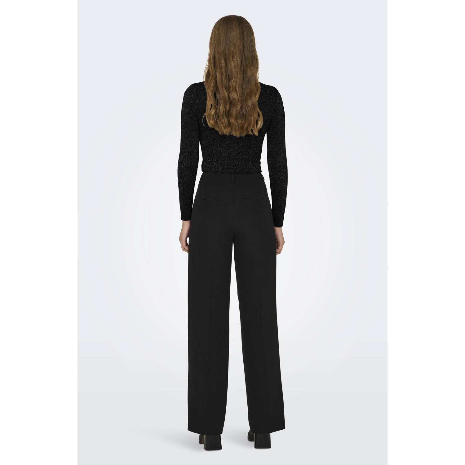 ONLY fijngebreide crop top ONLKETTY met glitters zwart