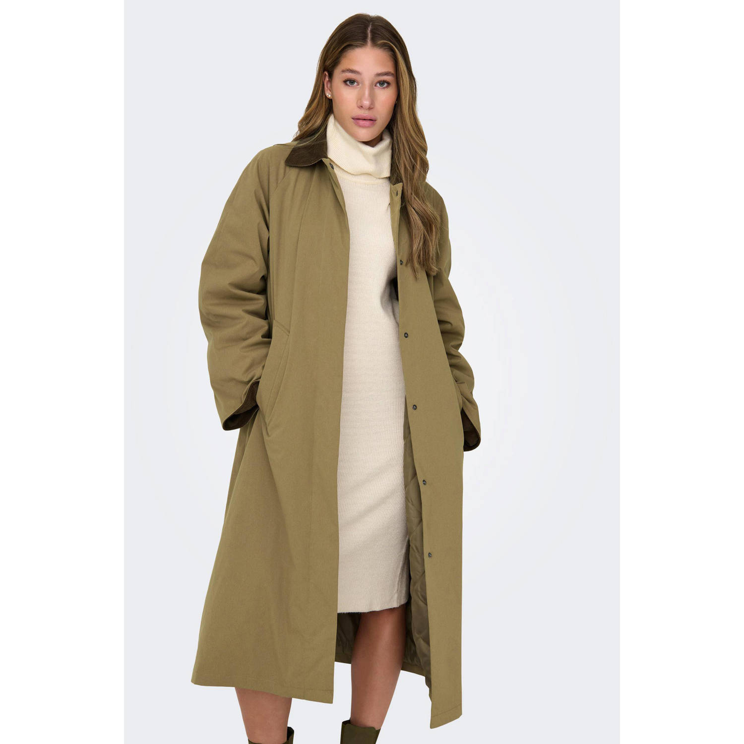 ONLY trenchcoat jas ONLORCHID kaki