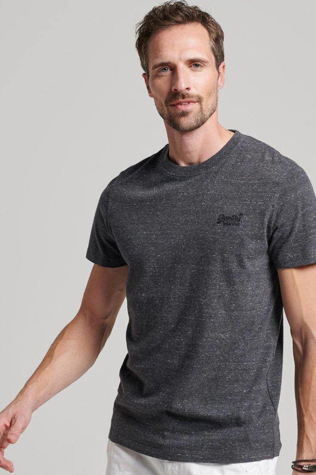 Superdry gemêleerd regular fit T-shirt grijs