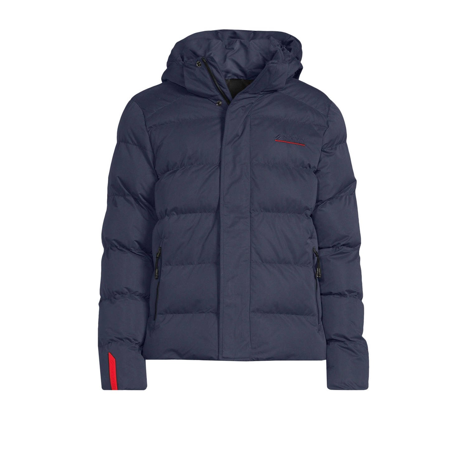 Superdry Donkerblauwe winterjas met rits en knoop Blue Heren