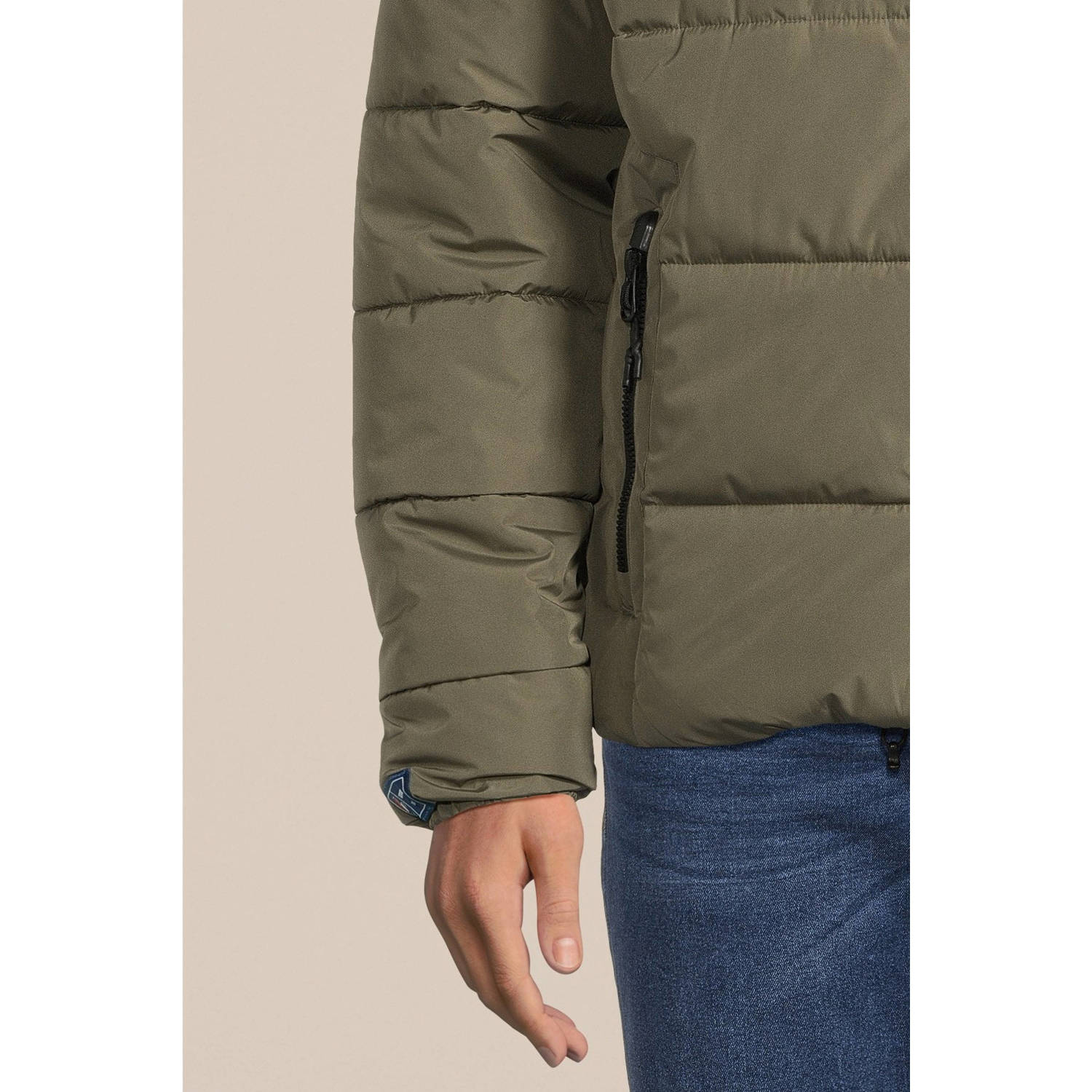 Superdry sports puffer jas dusty olive green
