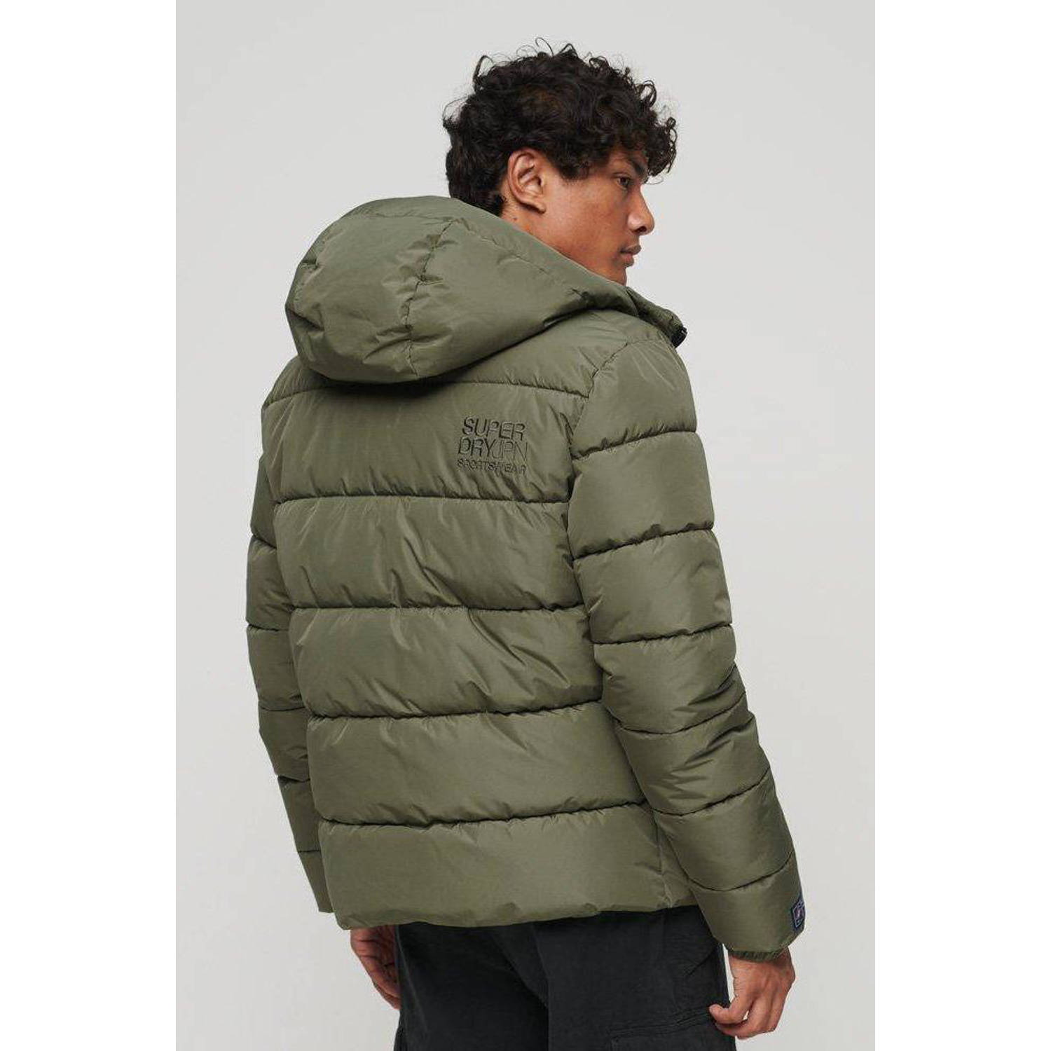 Superdry sports puffer jas dusty olive green