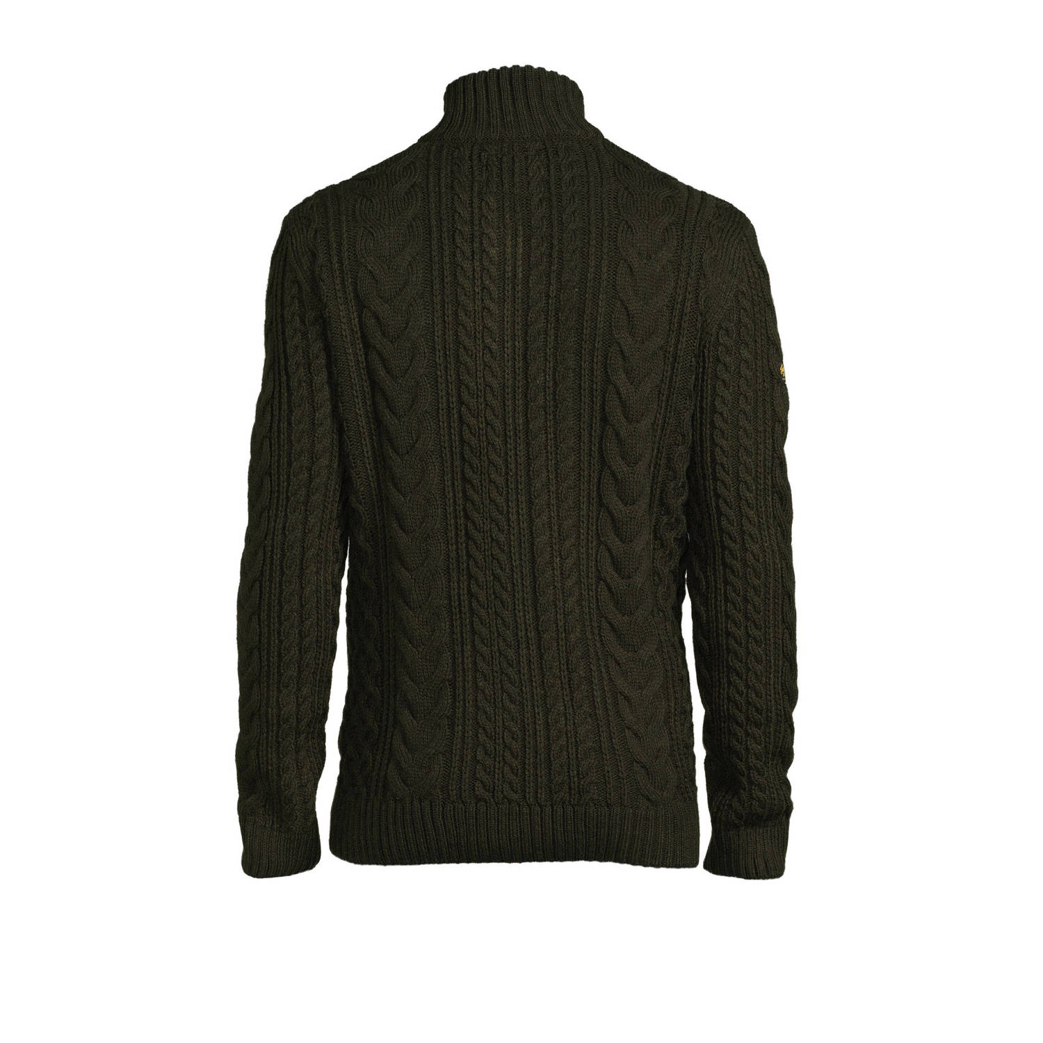 Superdry grofgebreide schipperstrui Vintage Jacob met wol surplus goods olive