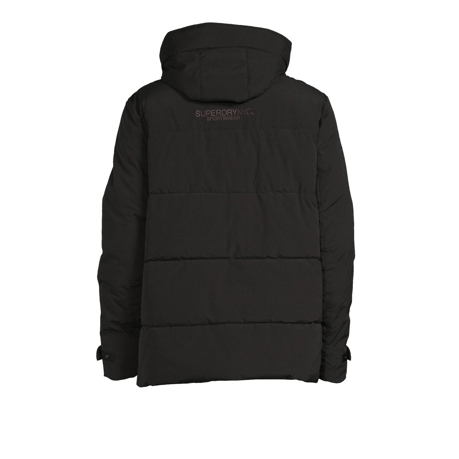 Superdry gewatteerde jas met logo zwart