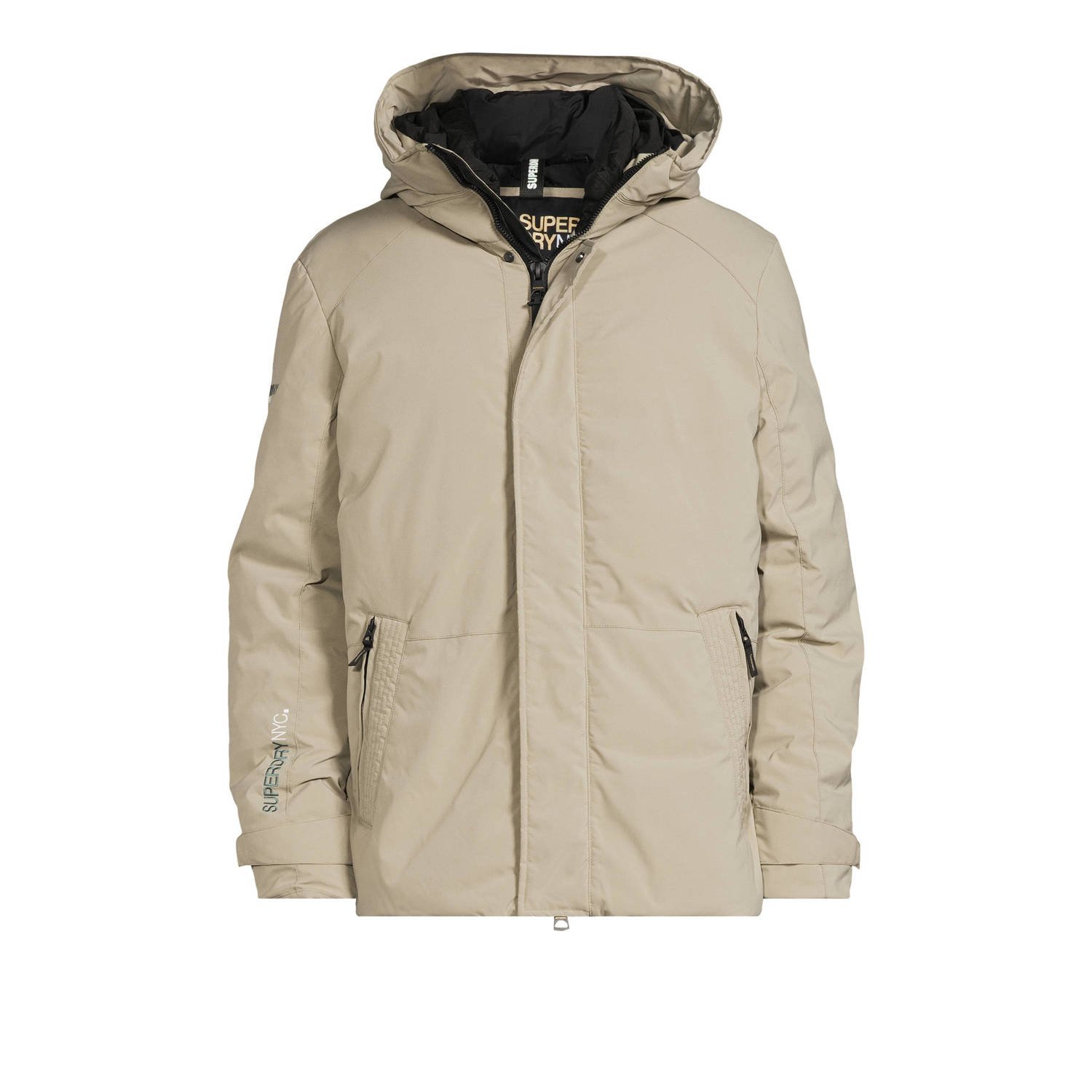 Superdry Bruine Winterjas met Rits en Knoop Beige Heren