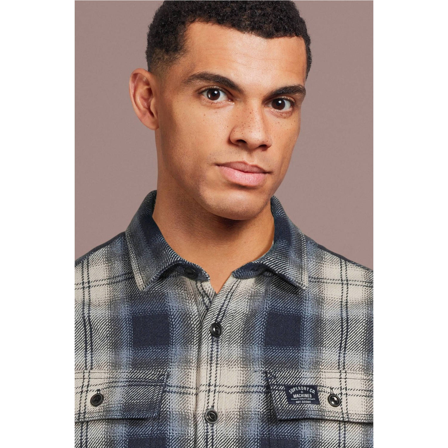 Superdry geruit regular fit overshirt blauw