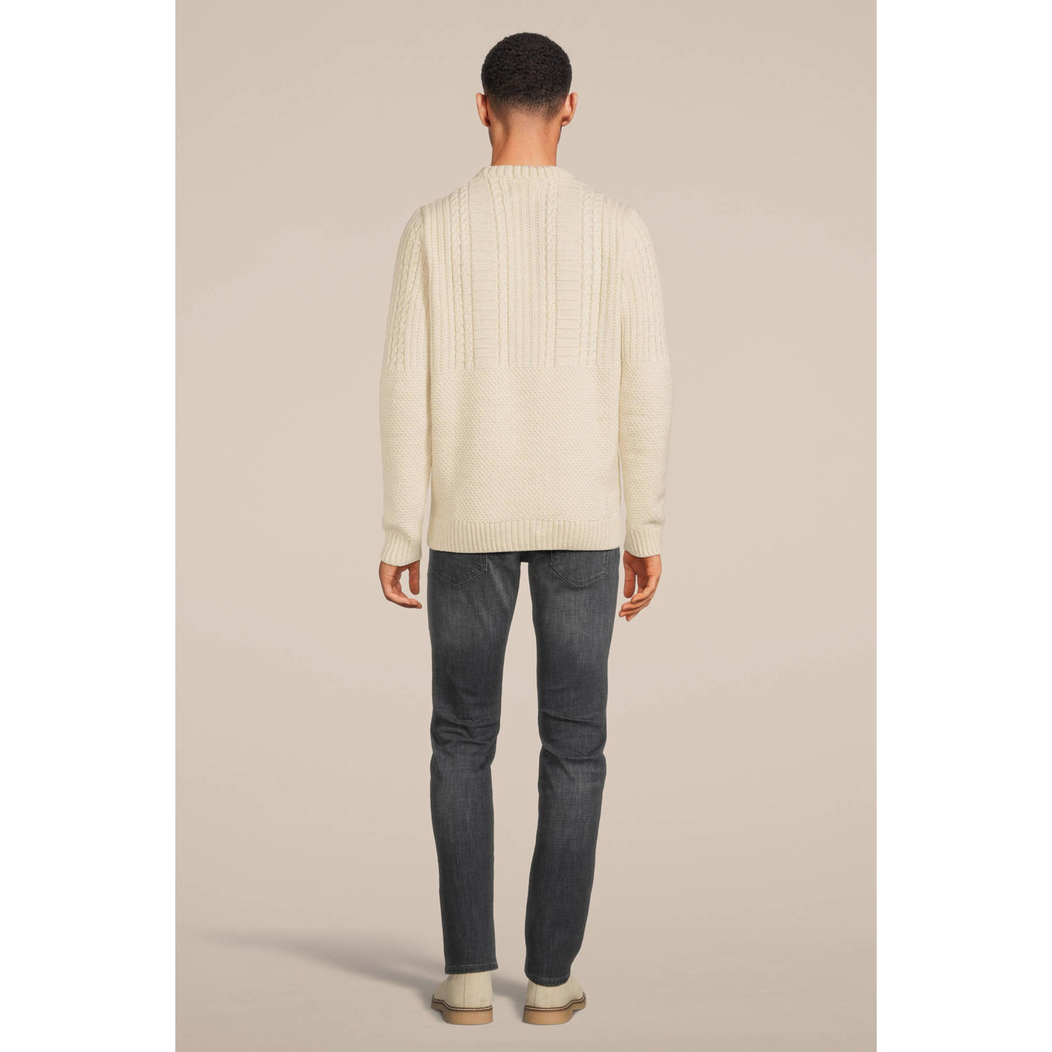 Superdry gebreide trui Vintage Jacob met wol ecru