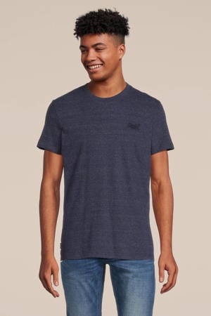 slim fit T-shirt met logo dark indigo blue marl