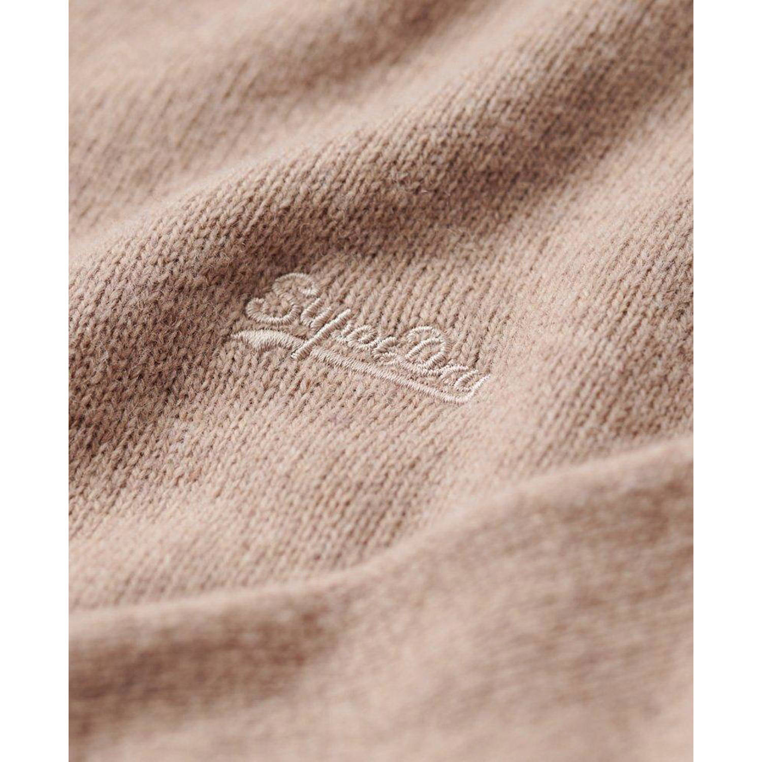 Superdry gebreide trui met wol en logo birch brown marl