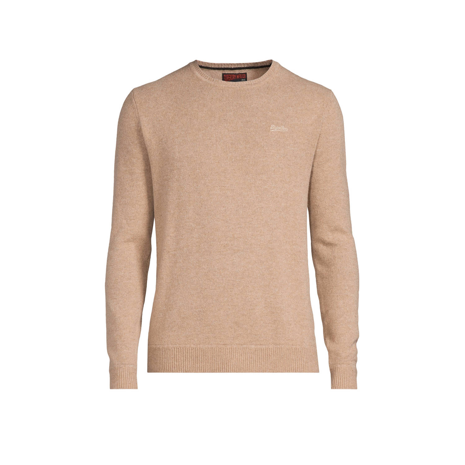 Superdry gebreide trui met wol en logo birch brown marl