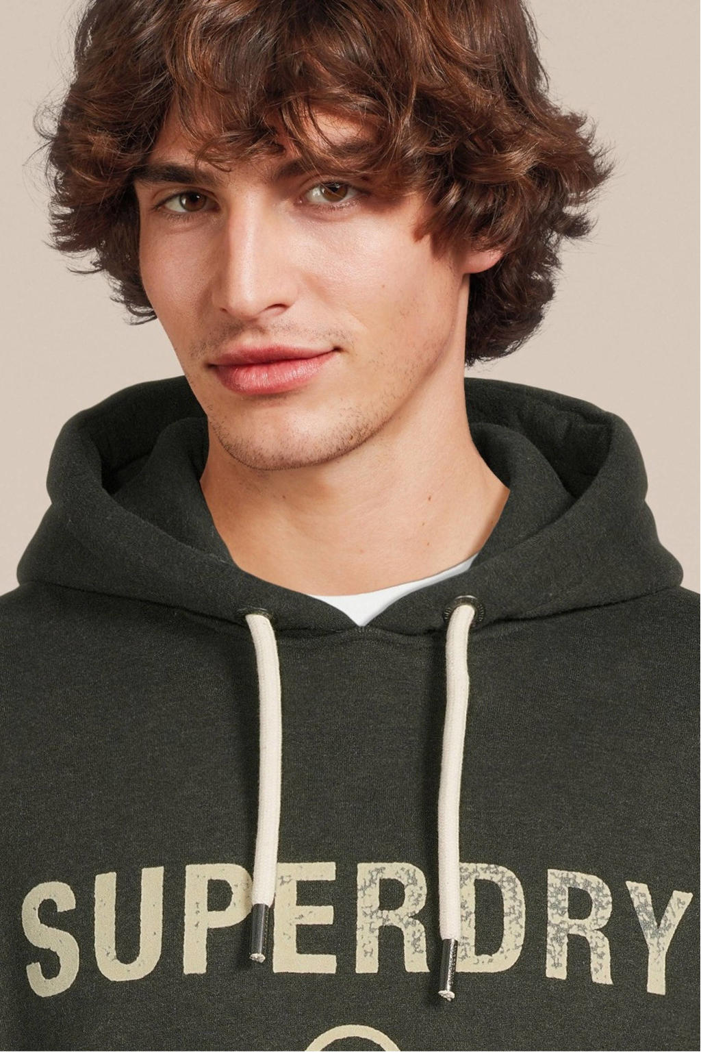 Superdry hoodie Vintage Workwear met logo dark olive marl | wehkamp