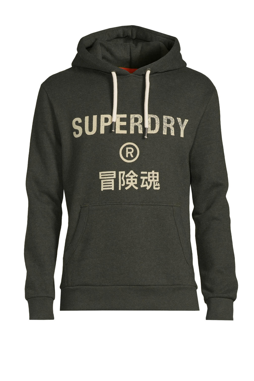 Superdry hoodie Vintage Workwear met logo dark olive marl wehkamp