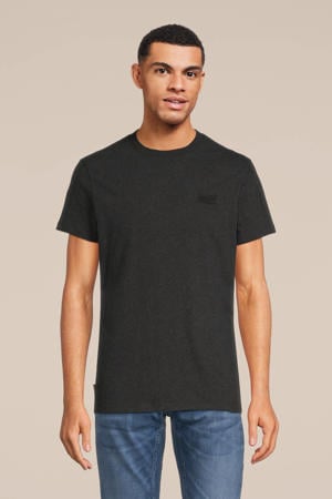 slim fit T-shirt met logo raven black marl