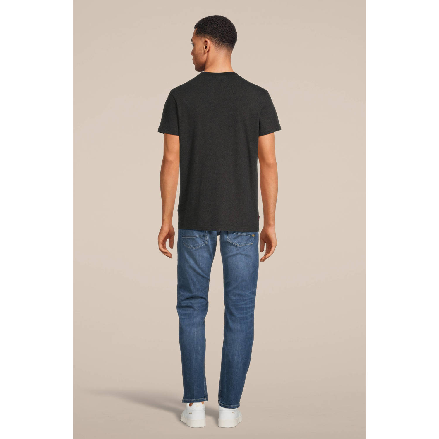 Superdry slim fit T-shirt met logo raven black marl