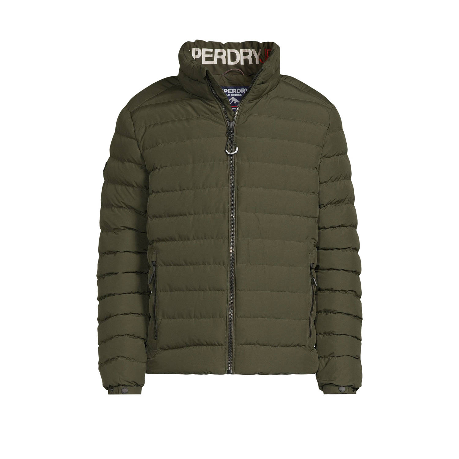 Superdry gewatteerde jas Fuji met logo dark moss green