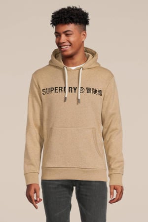 hoodie Vintage Workwear met logo tan brown fleck marl